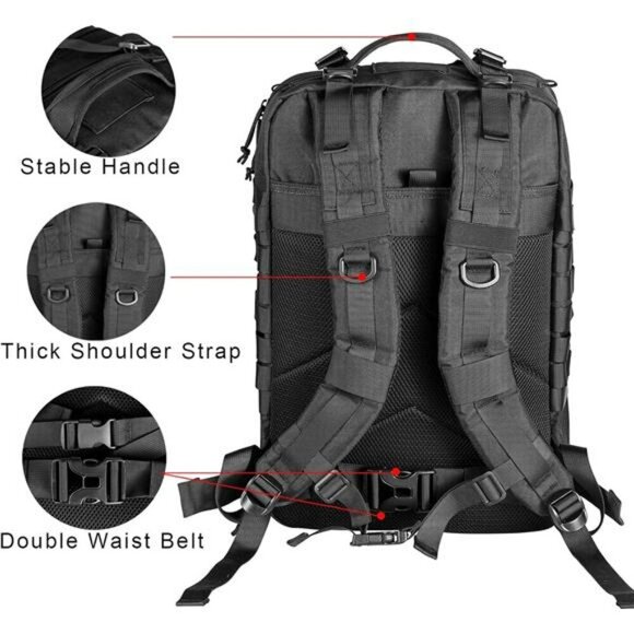 Large Tactical Backpack 40L Molle Military Hiking Camping Rucksack Bag - Picture 4 of 7